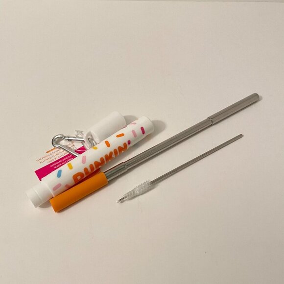 Extendable Dunkin Donut Reusable Straw Carrying Case and Cleaning Brush - Picture 9 of 13